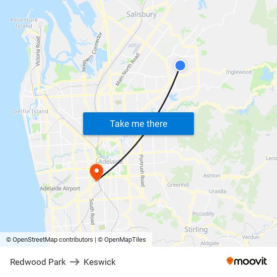Redwood Park to Keswick map