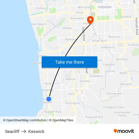 Seacliff to Keswick map