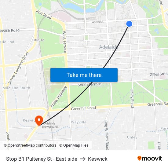 Stop B1 Pulteney St - East side to Keswick map