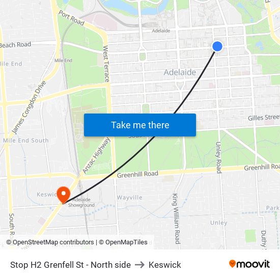 Stop H2 Grenfell St - North side to Keswick map