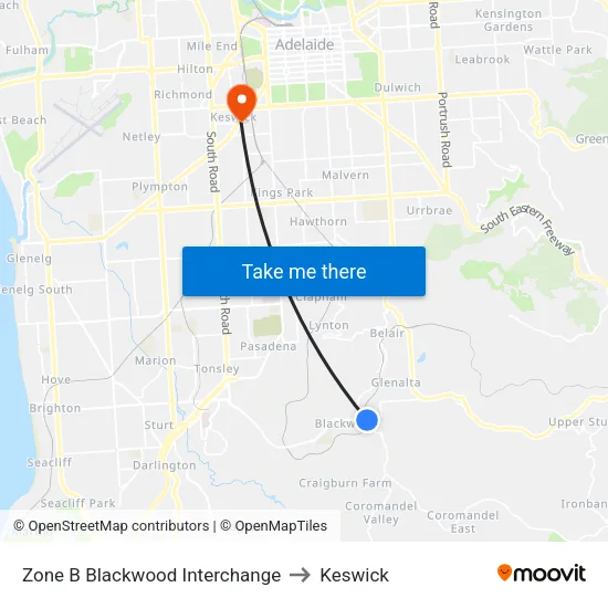 Zone B Blackwood Interchange to Keswick map