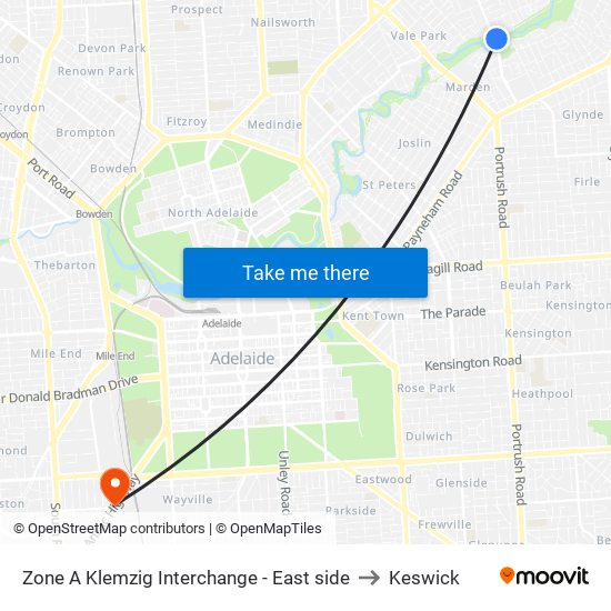 Zone A Klemzig Interchange - East side to Keswick map