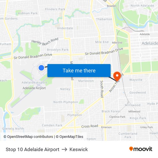 Stop 10 Adelaide Airport to Keswick map