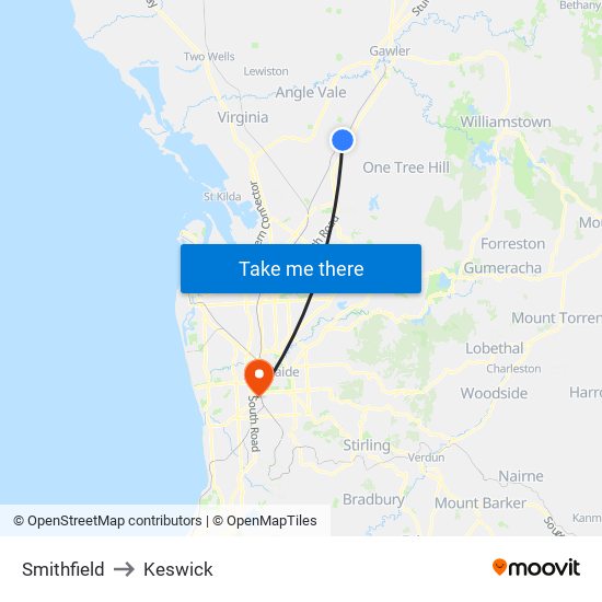 Smithfield to Keswick map