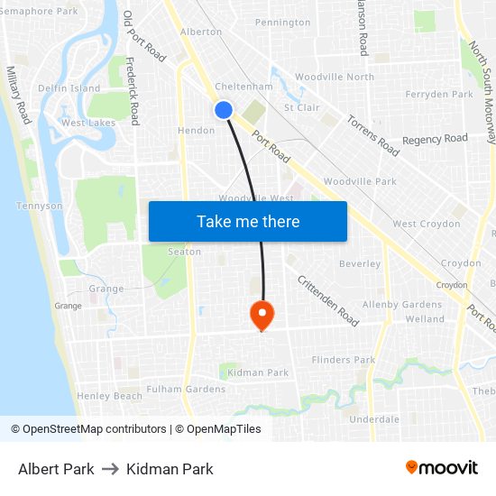 Albert Park to Kidman Park map