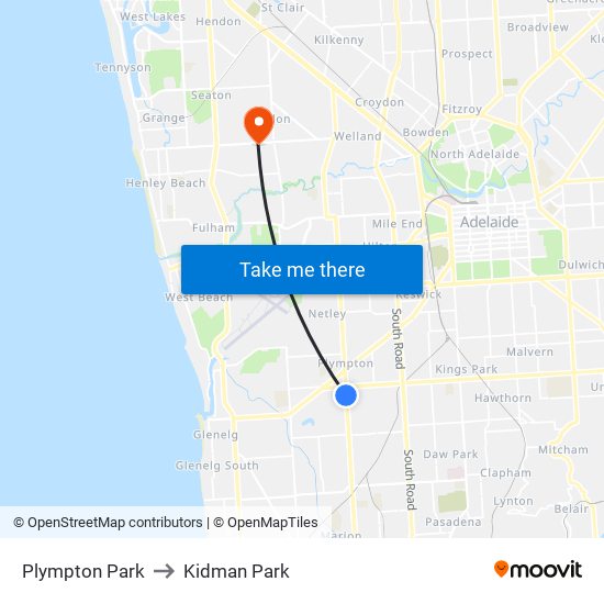 Plympton Park to Kidman Park map