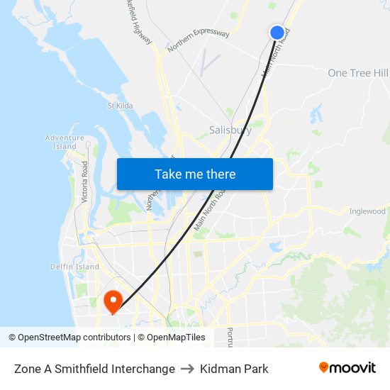 Zone A Smithfield Interchange to Kidman Park map