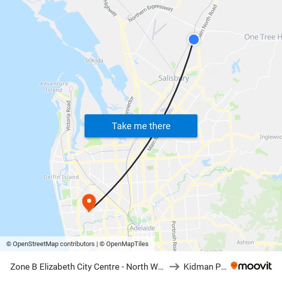 Zone B Elizabeth City Centre - North West side to Kidman Park map