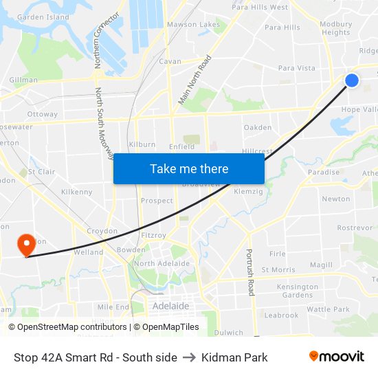 Stop 42A Smart Rd - South side to Kidman Park map