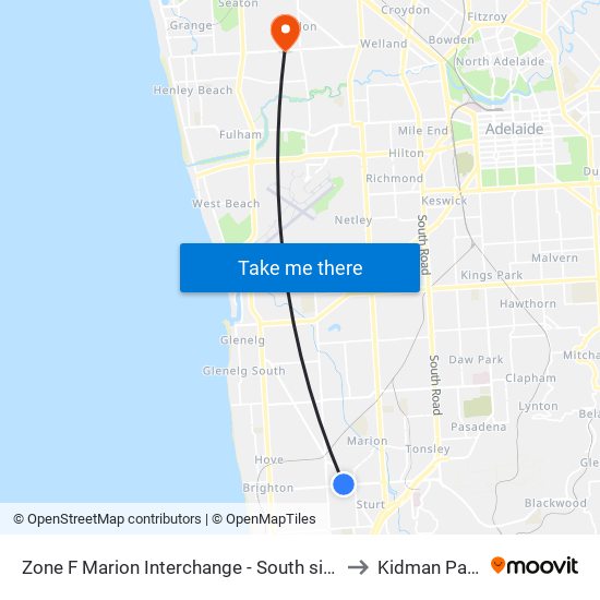 Zone F Marion Interchange - South side to Kidman Park map