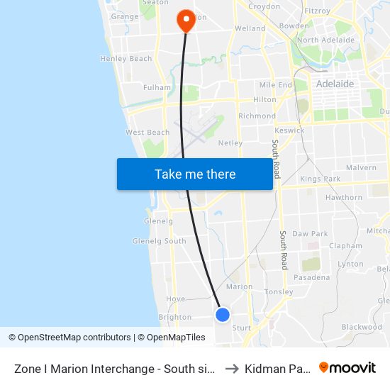 Zone I Marion Interchange - South side to Kidman Park map