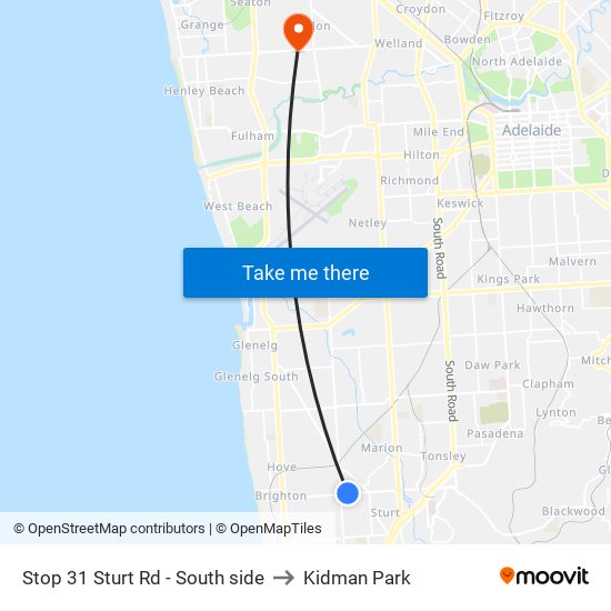 Stop 31 Sturt Rd - South side to Kidman Park map