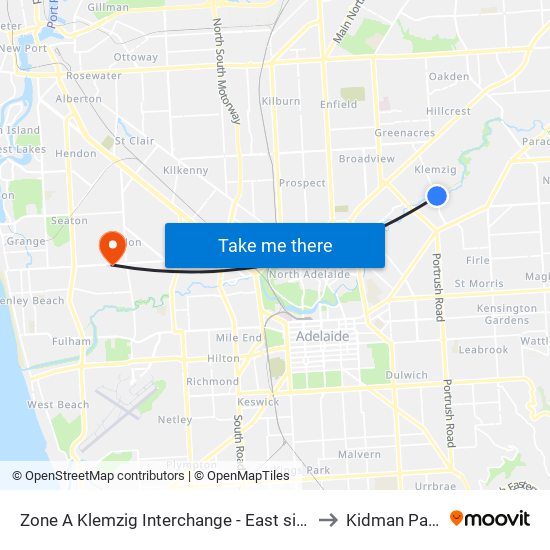 Zone A Klemzig Interchange - East side to Kidman Park map