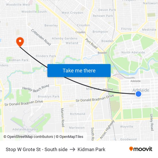 Stop W Grote St - South side to Kidman Park map