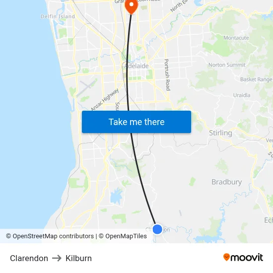 Clarendon to Kilburn map