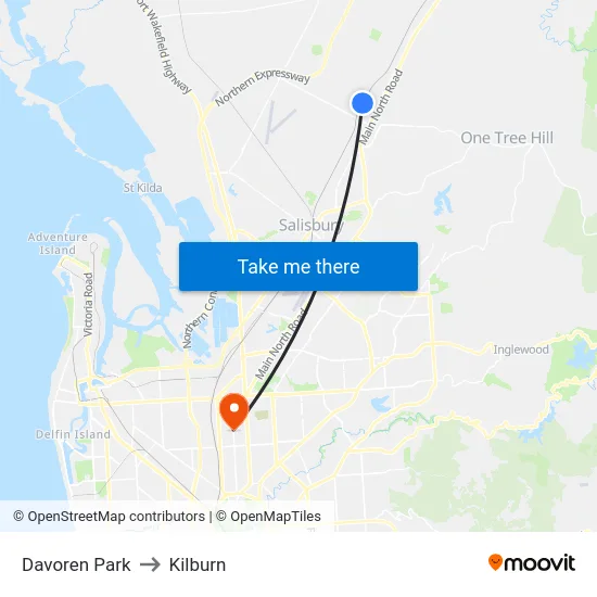 Davoren Park to Kilburn map