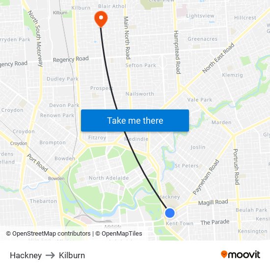 Hackney to Kilburn map