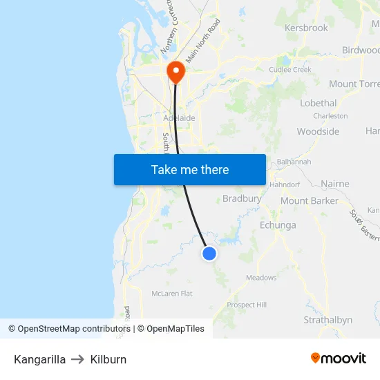 Kangarilla to Kilburn map