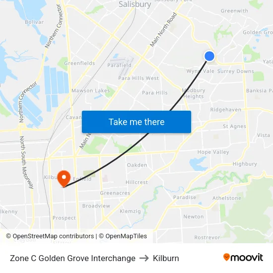 Zone C Golden Grove Interchange to Kilburn map