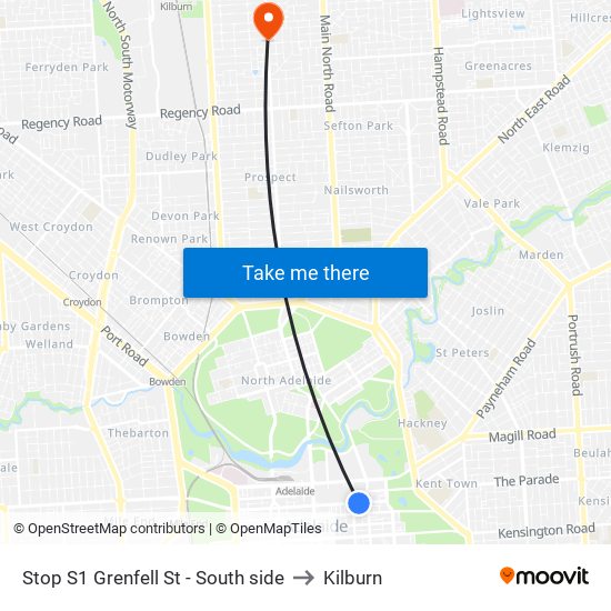 Stop S1 Grenfell St - South side to Kilburn map