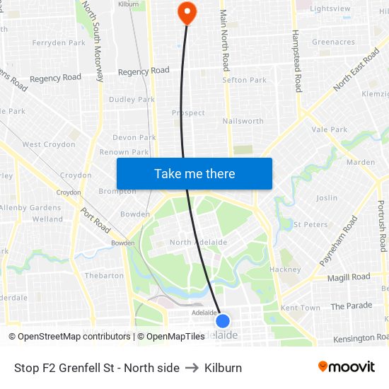 Stop F2 Grenfell St - North side to Kilburn map