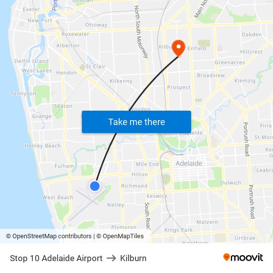Stop 10 Adelaide Airport to Kilburn map