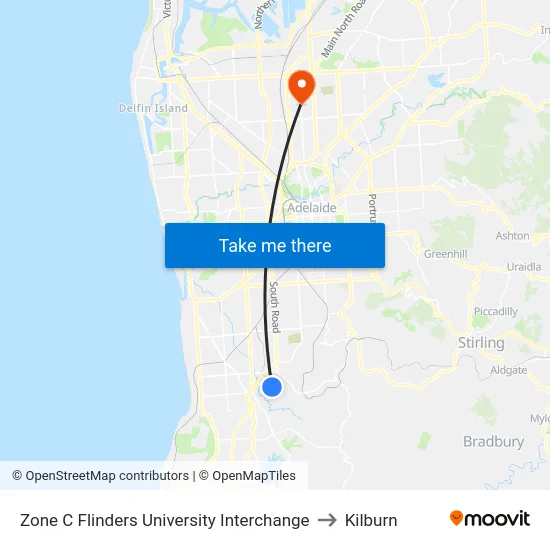 Zone C Flinders University Interchange to Kilburn map