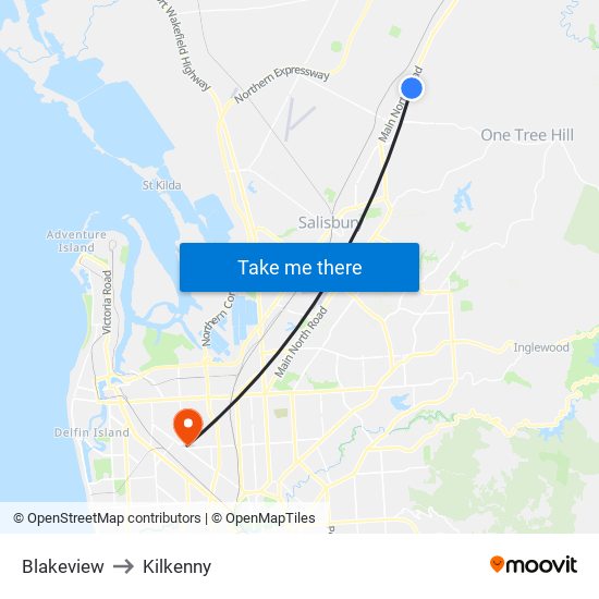 Blakeview to Kilkenny map