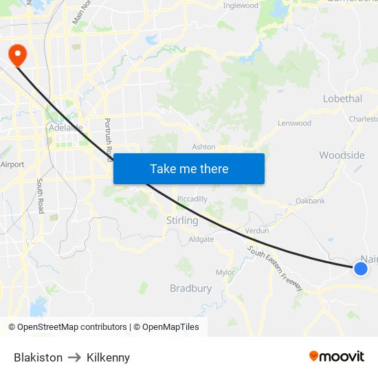 Blakiston to Kilkenny map