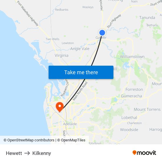 Hewett to Kilkenny map