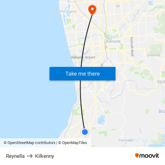 Reynella to Kilkenny map