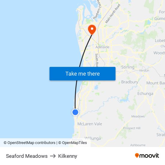 Seaford Meadows to Kilkenny map