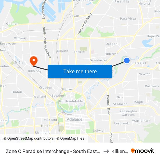 Zone C Paradise Interchange - South East side to Kilkenny map