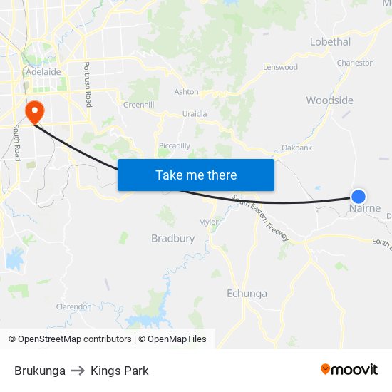 Brukunga to Kings Park map
