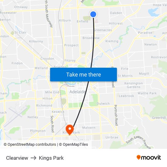 Clearview to Kings Park map