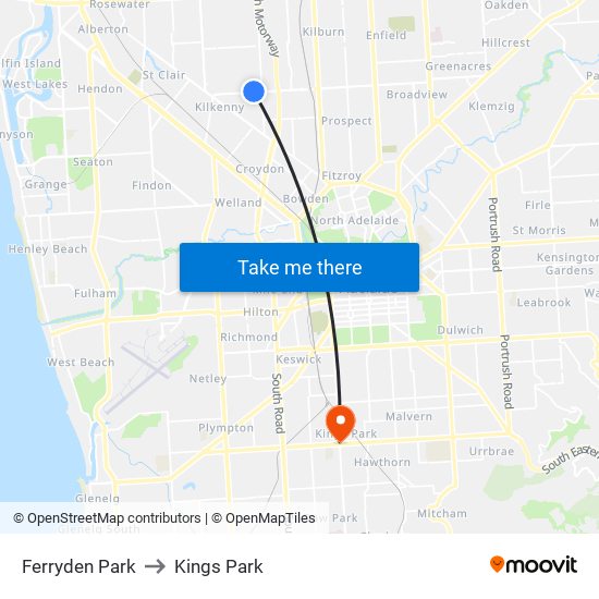 Ferryden Park to Kings Park map