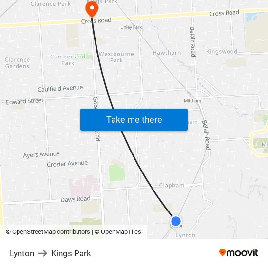 Lynton to Kings Park map