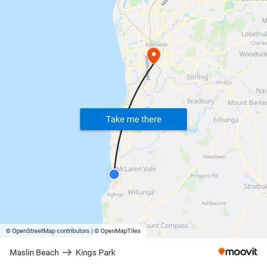 Maslin Beach to Kings Park map