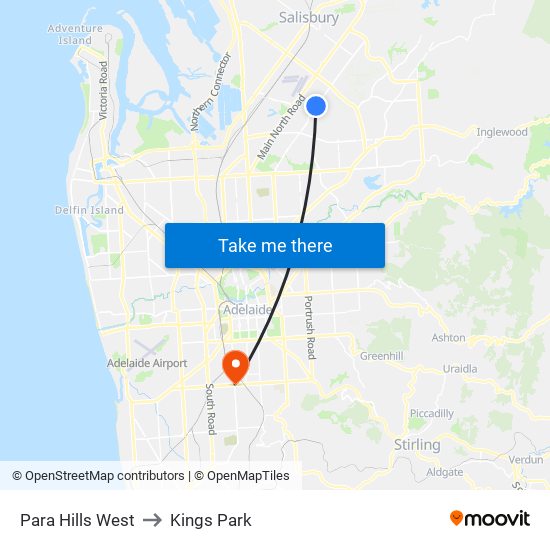 Para Hills West to Kings Park map