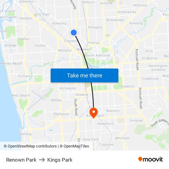 Renown Park to Kings Park map