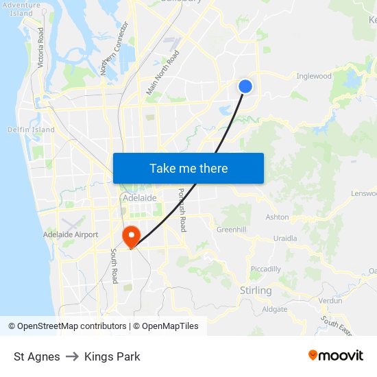 St Agnes to Kings Park map