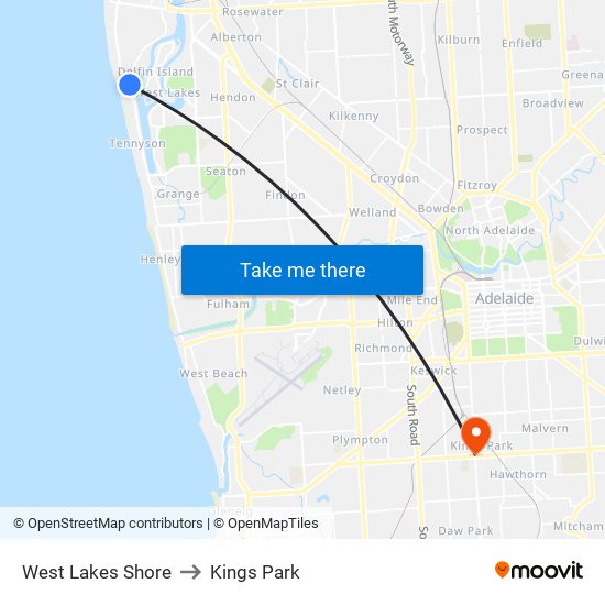 West Lakes Shore to Kings Park map