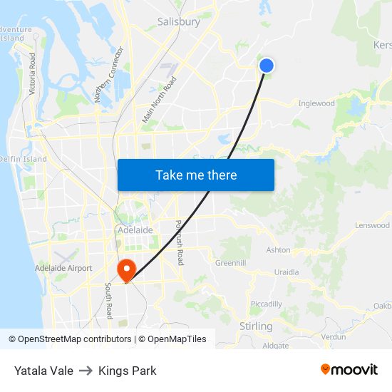 Yatala Vale to Kings Park map