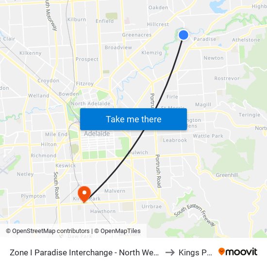 Zone I Paradise Interchange - North West side to Kings Park map