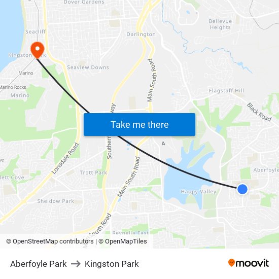 Aberfoyle Park to Kingston Park map