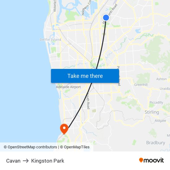 Cavan to Kingston Park map