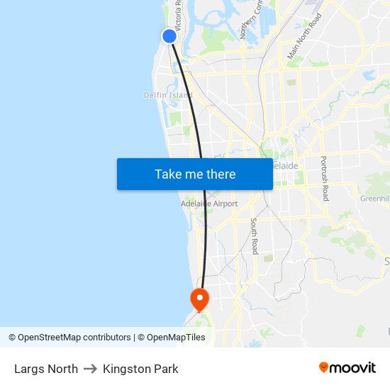 Largs North to Kingston Park map