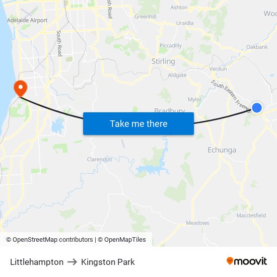 Littlehampton to Kingston Park map