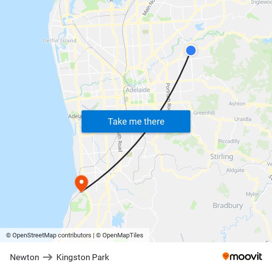 Newton to Kingston Park map