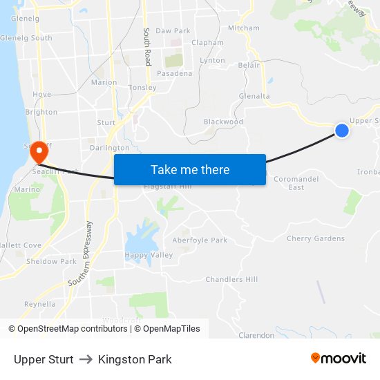 Upper Sturt to Kingston Park map